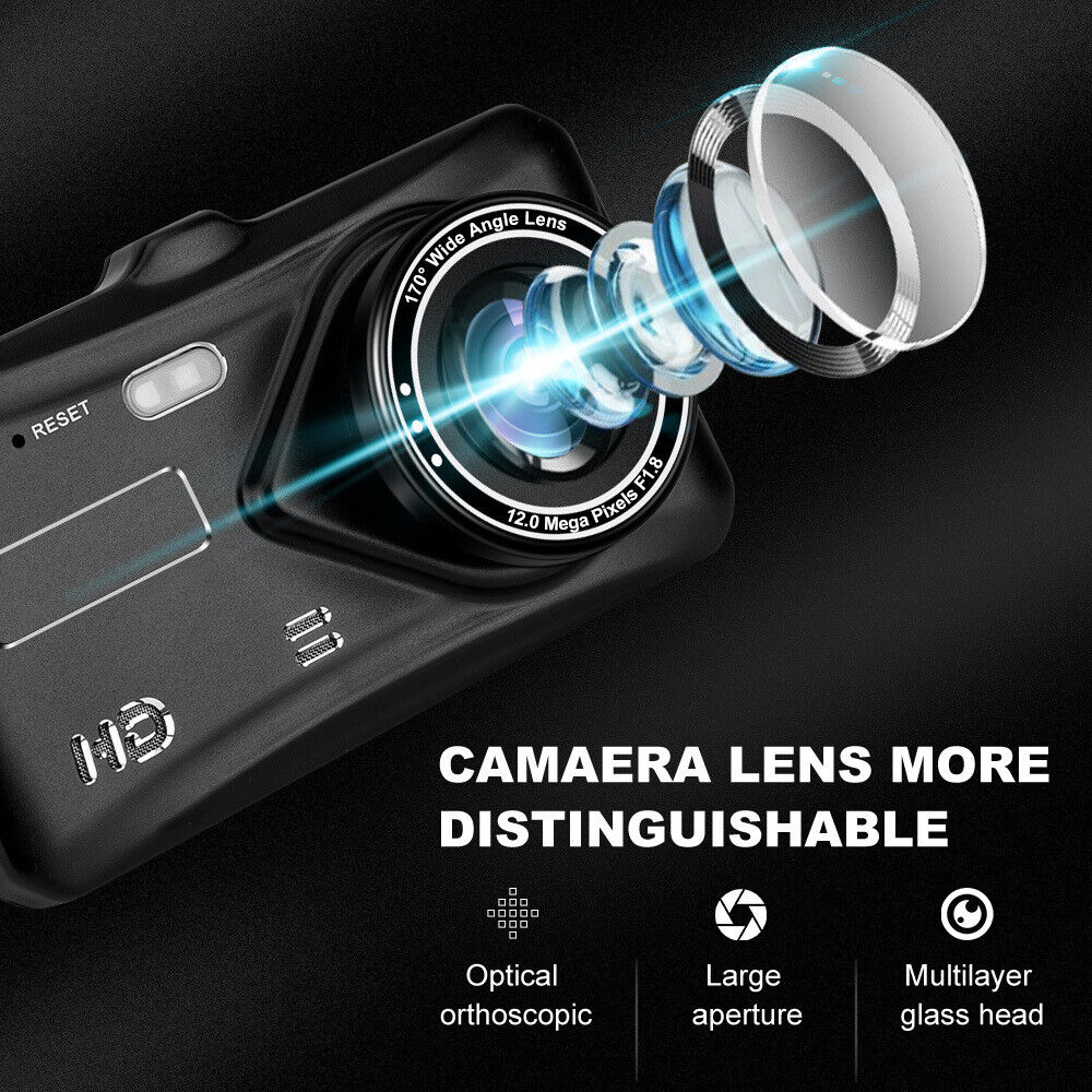 1080P Car Dash Camera Video DVR Recorder Front and Rear Night Vision Dual Cam