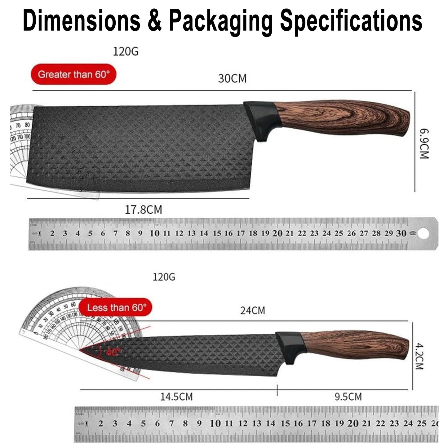 6 Pcs Kitchen Knife Set – High Carbon Steel, Ergonomic Handles, Cleaver & Shears
