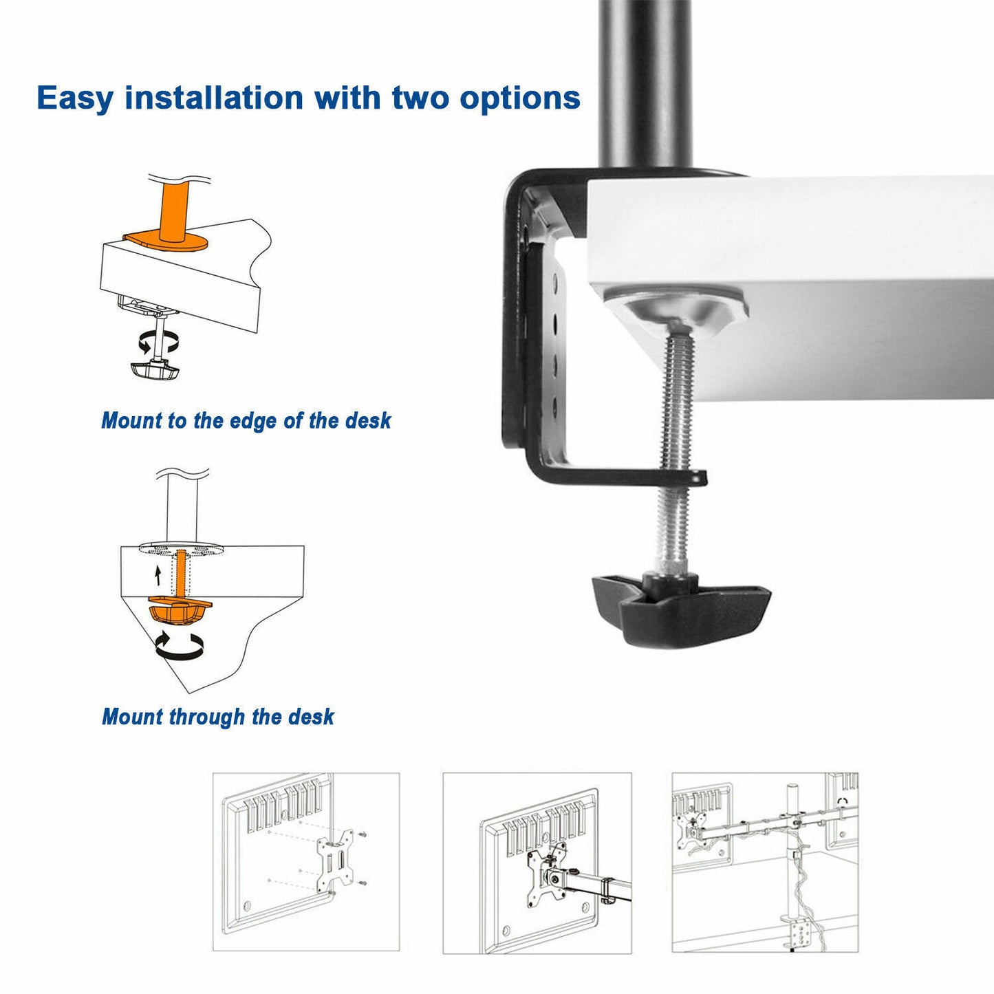 Dual HD LCD Screen TV Holderp LED Desk Mount Monitor Stand 2 Arm Display Bracket