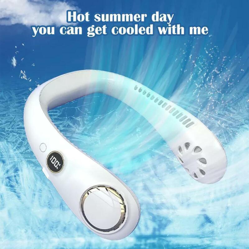 Rechargeable Portable Leafless Neck Fan Cooler Dual Effect Cooling Neckband USB