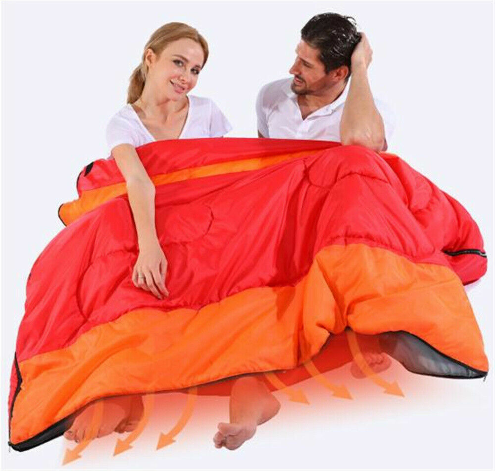 Double Outdoor Camping Sleeping Bag Hiking Thermal Winter 220x150cm