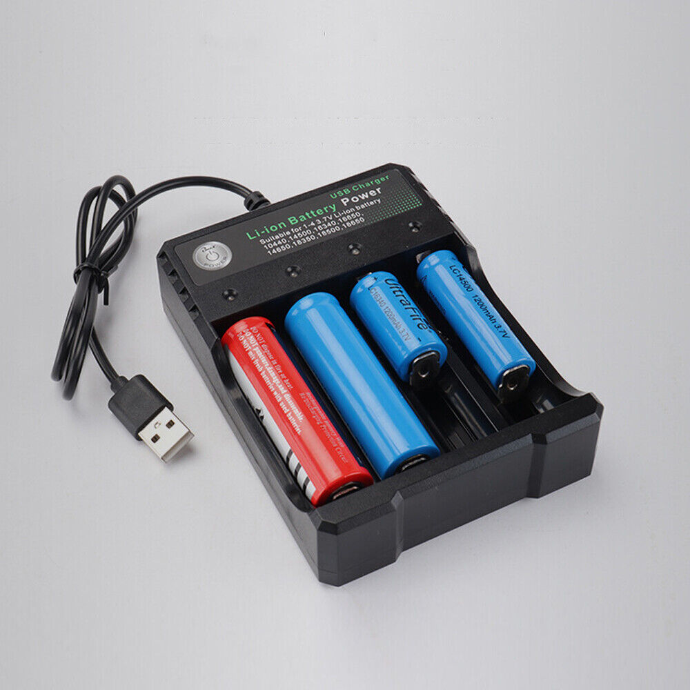 4Slots Independent Li-ion Battery USB Smart Charger Indicator 4.2V 1000mA