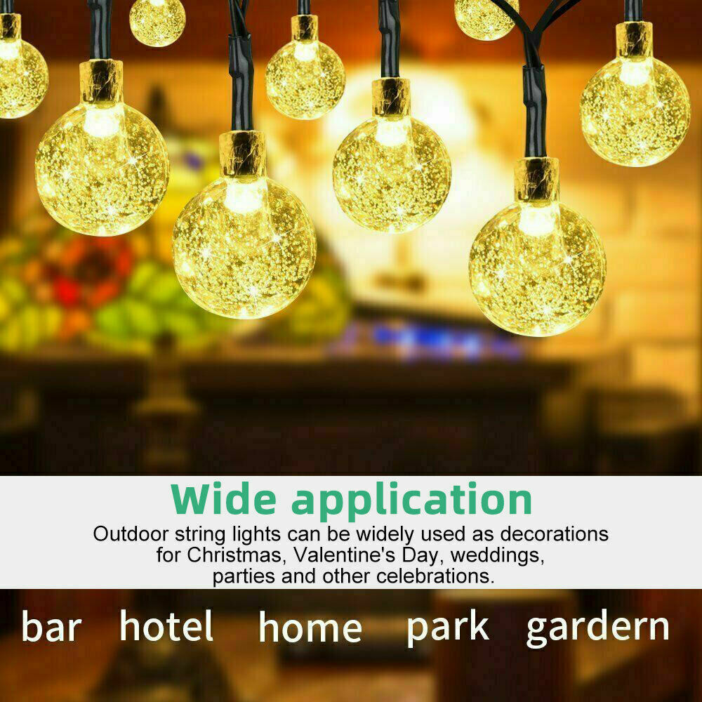 100/200LED Solar Globe String Lights Fairy Outdoor Festoon Party Garden Decor AU