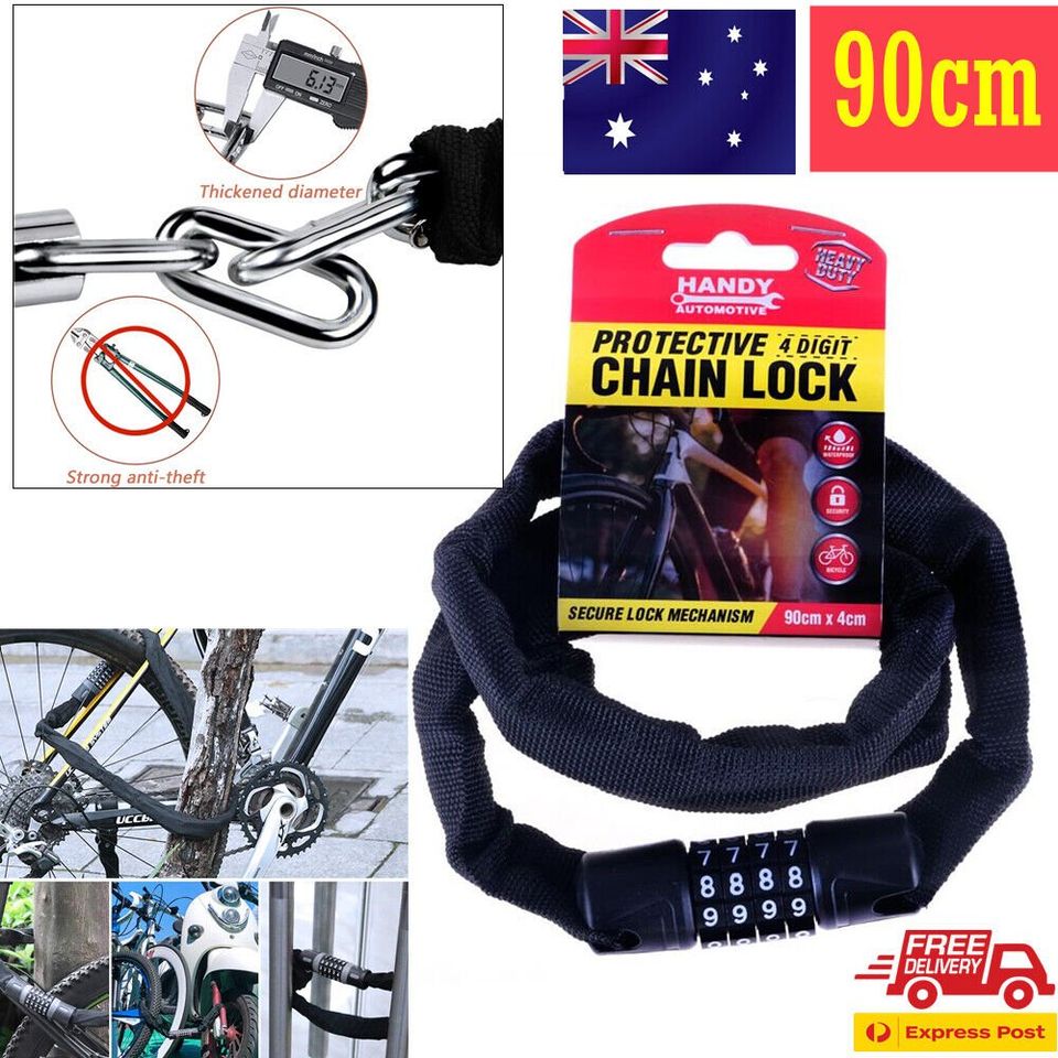 Heavy Duty Chain Lock Security 4-Digit Combination Bike Bicycle Motorcycle 90cm