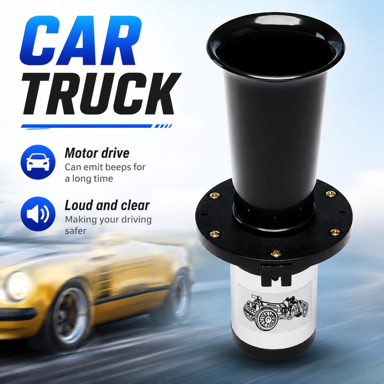 12V 110db Car Van Air Horn Klaxon Ahoooogah Sound Classic Boat claxon Truck