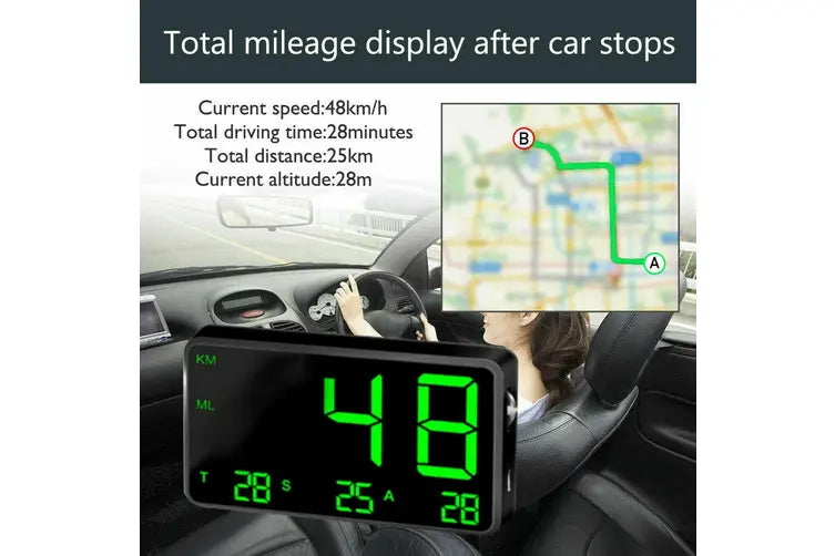 5321Universal HUD Head UP GPS Speedometer Digital Display Car Speed Warning Plug