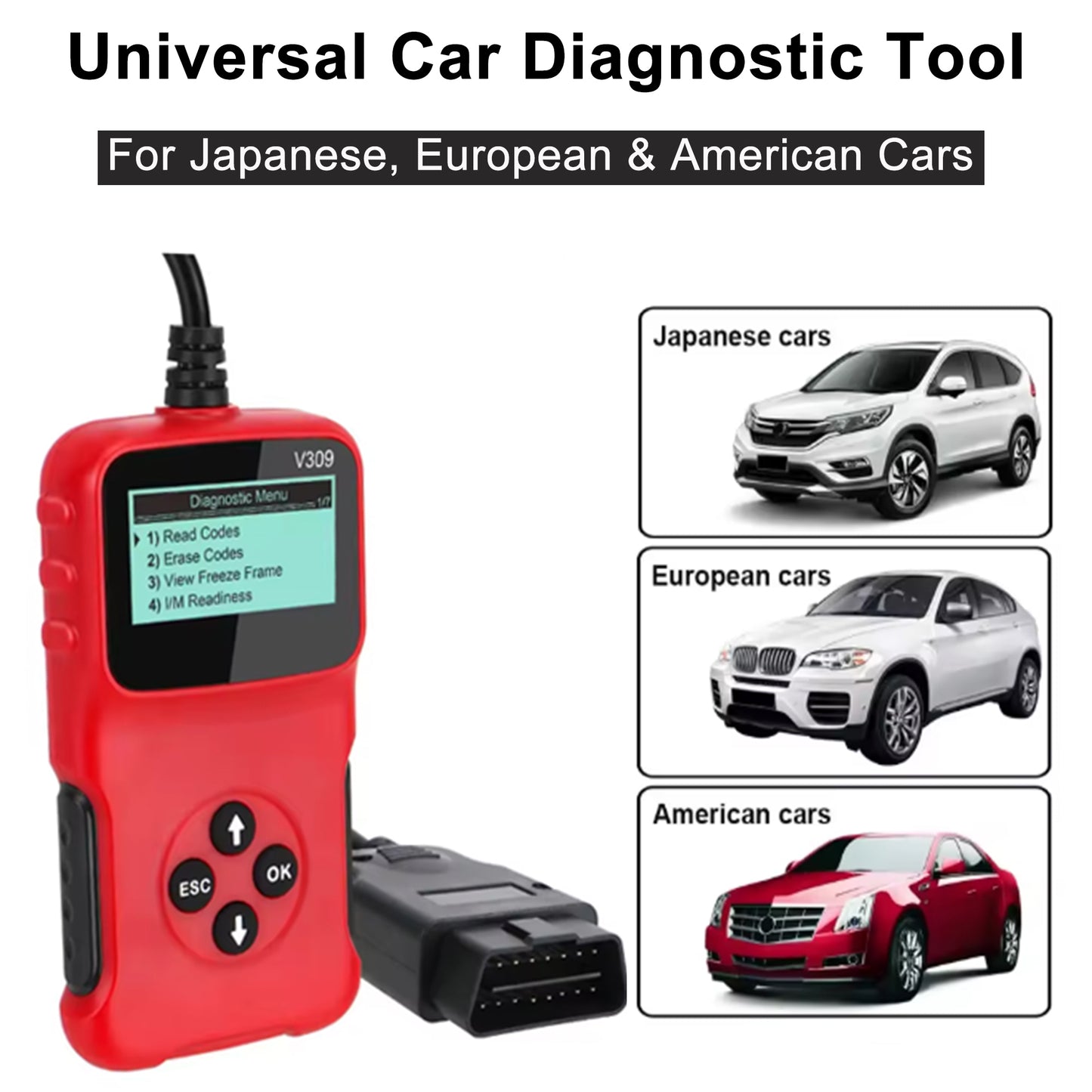 V309 OBD2 Scanner Car Engine Code Reader Diagnostic Tool Check Engine Light
