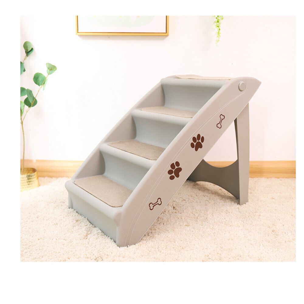 Pet Stairs 3 Steps Portable Cat Dog Ladder w/ Washable Ramp Climb For Pup Play