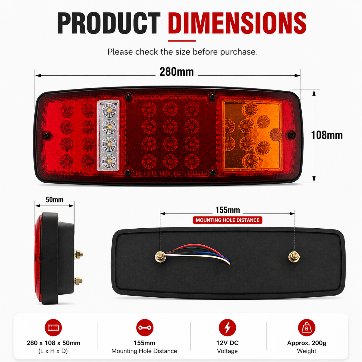 2Pcs 12V 36LED multi-functional taillights Suitable for trucks trailers RVS and cars
