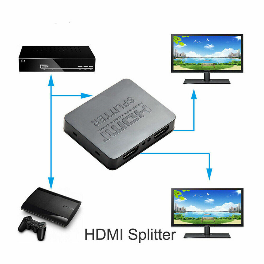 1080P HDMI Splitter 1 In 2 Out Video Duplicator Full HD 3D 4K Monitor USB Power