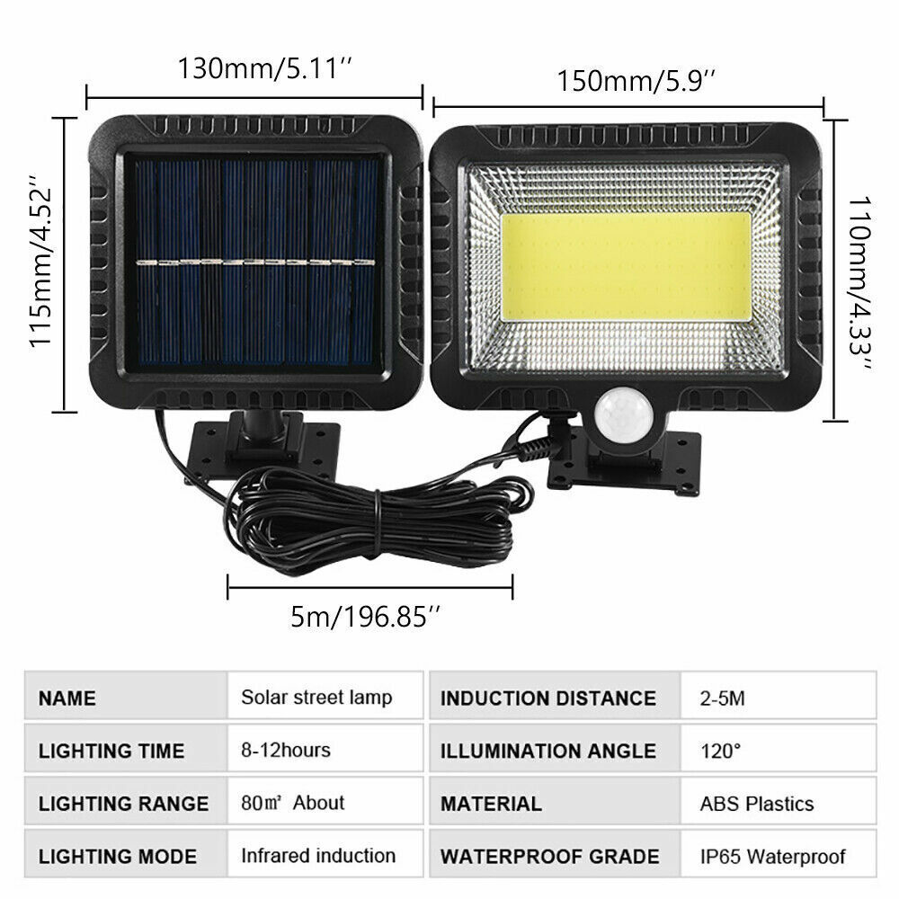 100 Led Solar Sensor Lights Light Motion Detection Security Garden Flood Lamp