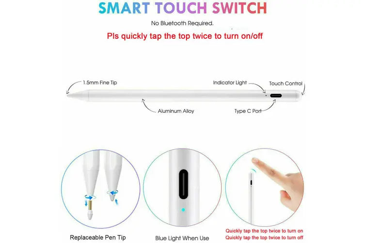 Pencil Pen for Apple iPad 6th/7th/8th/Mini 5th/Pro 11&12.9''/Air 3rd Gen Stylus