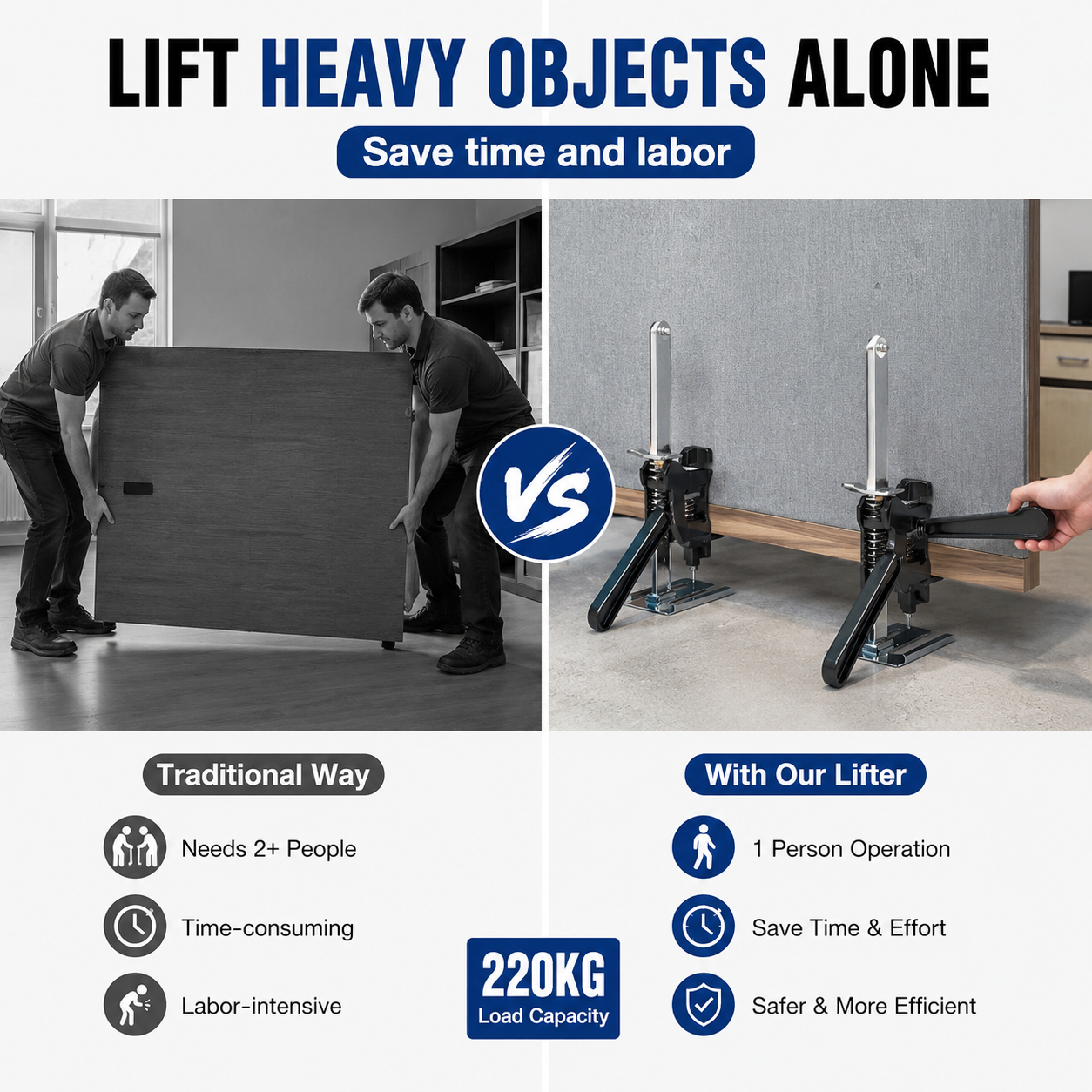 Labor-Saving Arm Effort Elevator Board Lifter Cabinet Jack Door Use Hand Tool AU