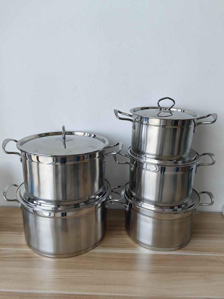 5 sets Stainless Steel Stock Pot with Lid Cooking Kitchen Cookware Stockpot Set 18/20/22/24/26cm