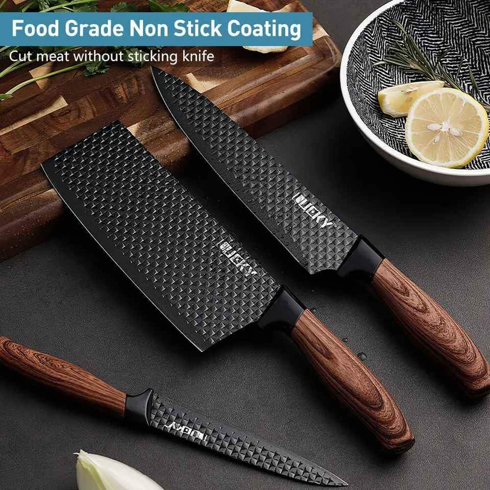 6 PCS Chef's Knife Set Stainless Steel Cleaver Scissors Peeler Kitchen Knives