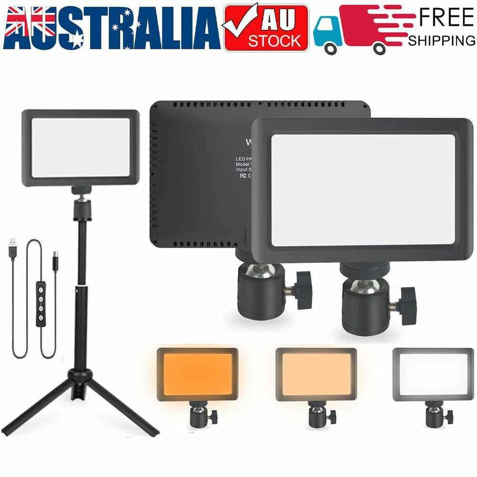 Dimmable Camera LED Video Light Panel Lamp + Bracket Tripod for Photo Lighting