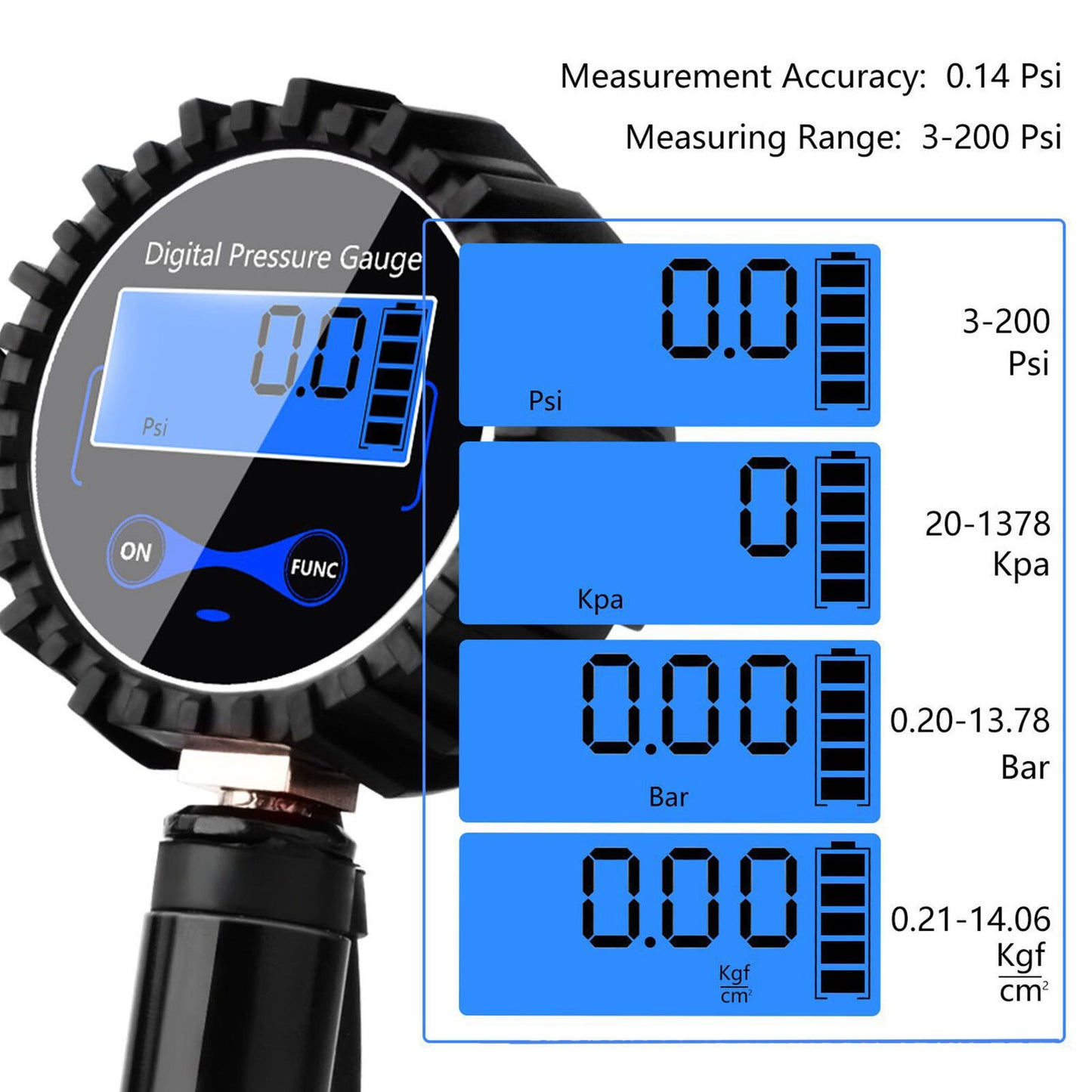 LED Digital Tyre Inflator Car Air Pressure Tire Gauge PSI Hose A Car Motorcycle