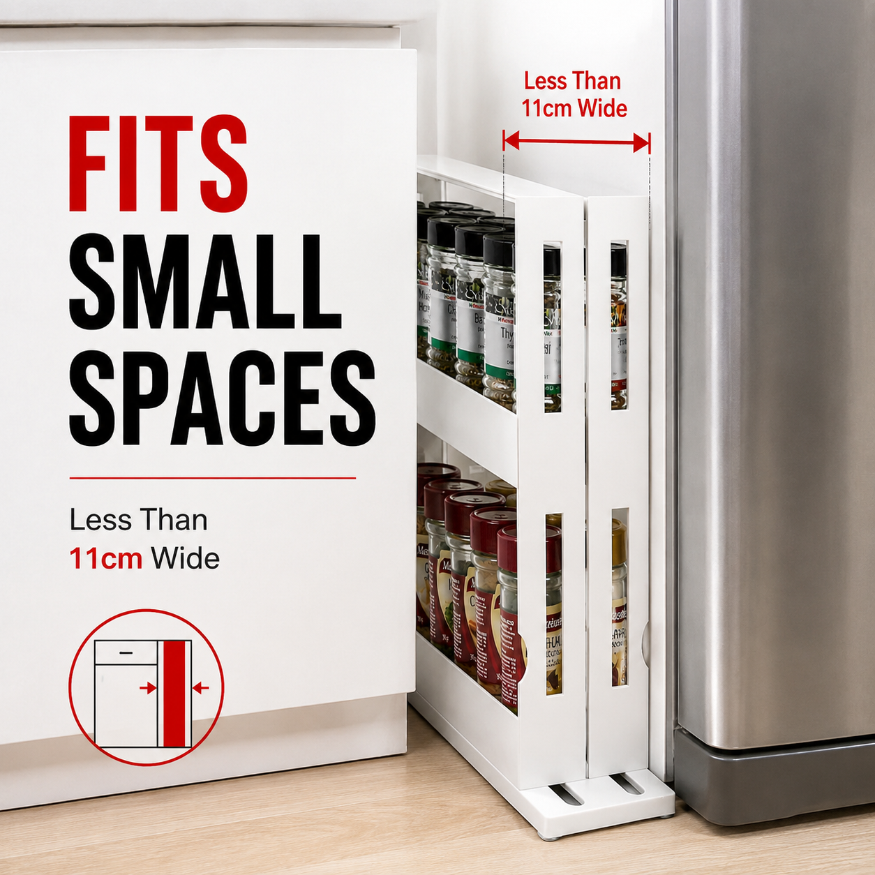 Slide Out Spice Rack Organizer Kitchen Cabinet Swivel Storage Holder