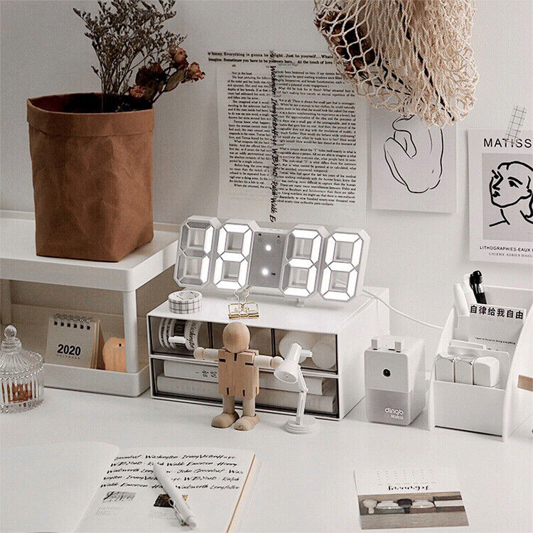 LED Digital Wall Clock Alarm USB Date Temperature Table Desktop Home Decoration