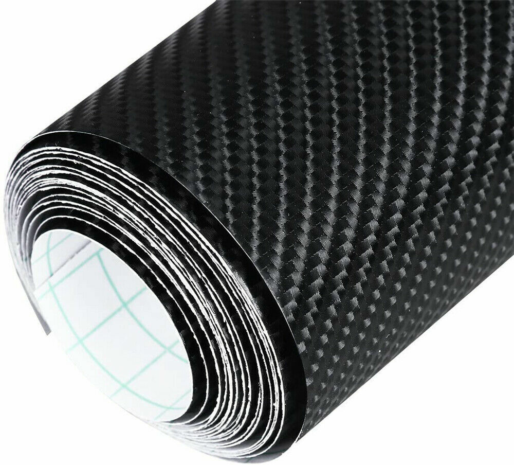 4D 151x50cm Gloss Black Carbon Fibre Fiber Vinyl Car Wrap Air Release Film Stick