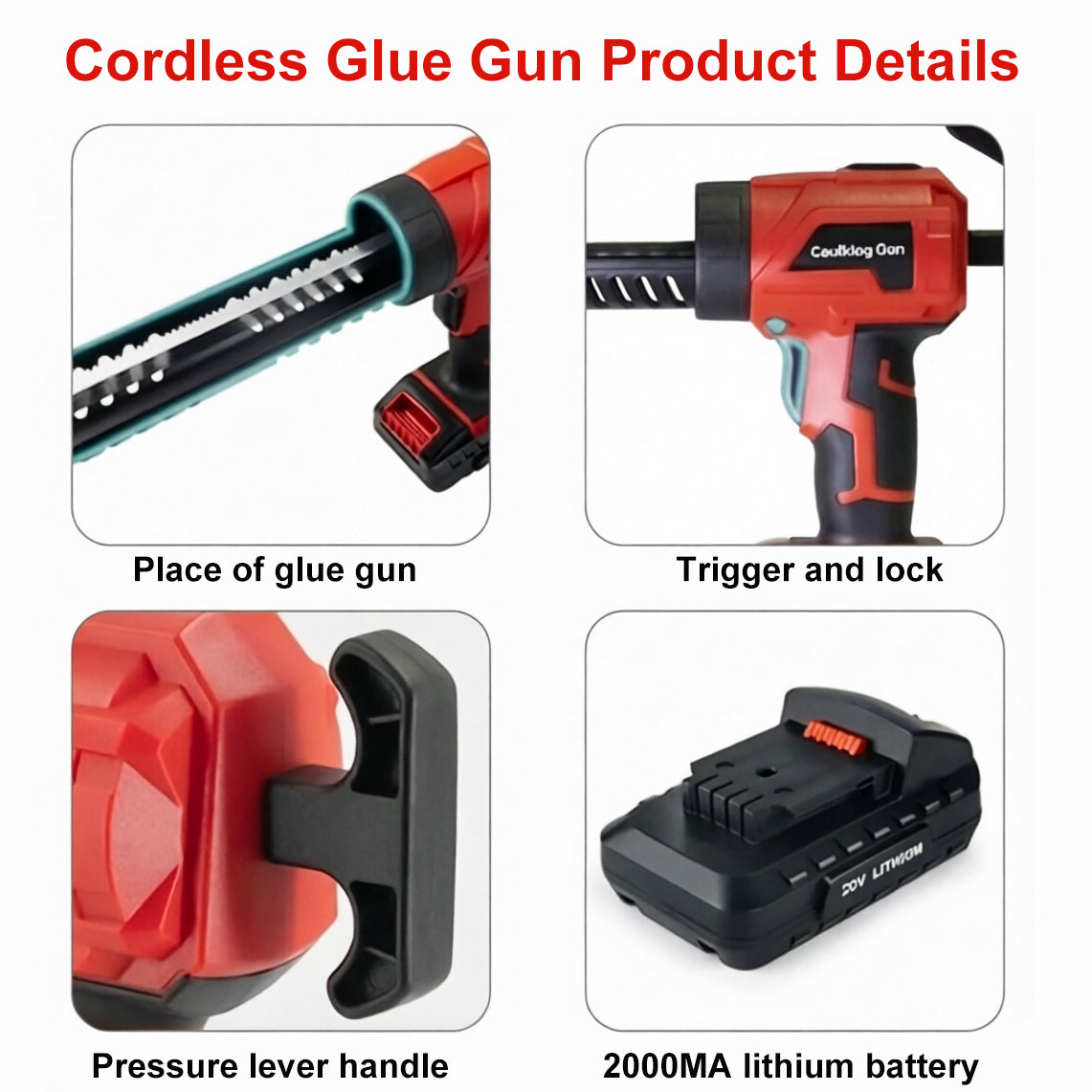 New Cordless Electric Grout Gun 20V Max with Adjustable Speeds for Sealant & Glue