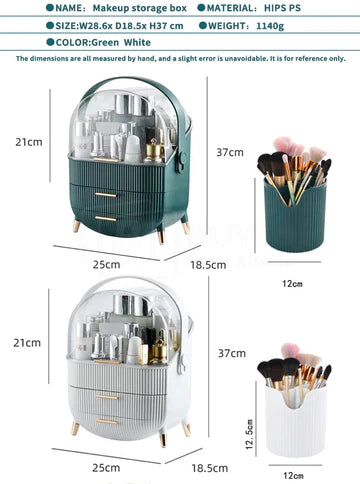 Makeup Organizer Drawer Cosmetic Carry Case Storage Jewellery Box Holder Stand Green