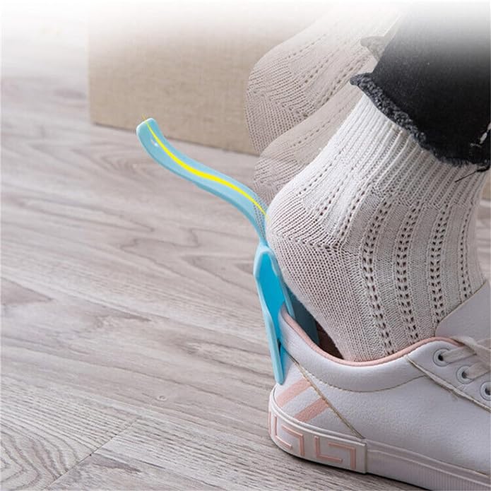 1 Pairs Lazy Shoe Helper Portable Sock Slider - Short Handled Shoe Horn - Shoe Lifting Helper Easy on Easy Off, Plastic Shoehorn for Men, Women