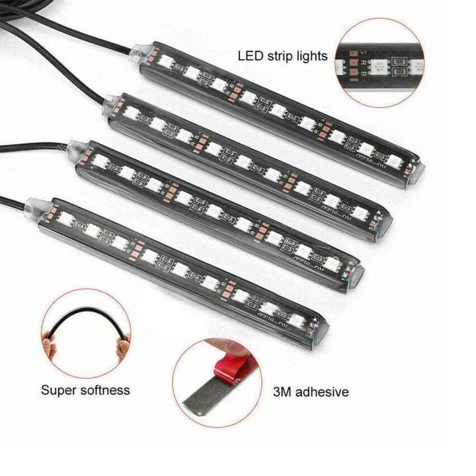 4X 5V 9LED RGB usb LED Strip Lights Wireless Remote Control Music