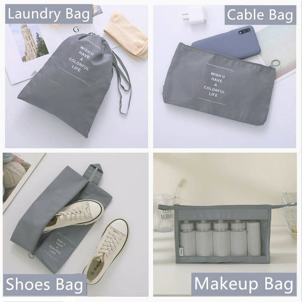 9 Packing Cubes Travel Pouches Luggage Organiser Clothes Suitcase Storage Bag AU