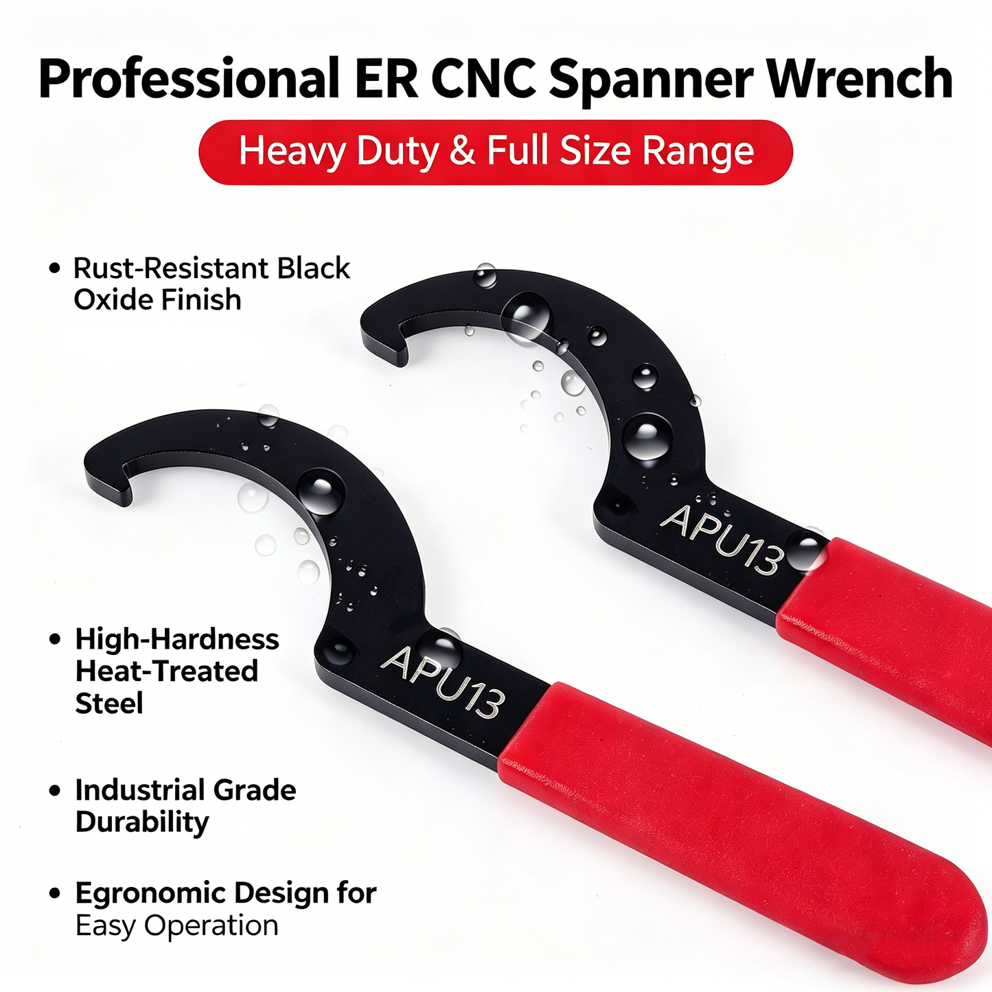 6pc ER Collet Chuck Wrench Set J-Shape Crescent Hook Spanner CNC Lathe Tool Kit
