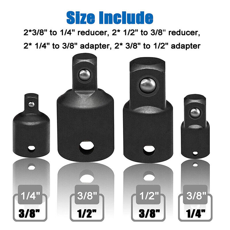 Drill Socket Adapter Set Impact Nut Driver Hex Extension Bit 1/4" 3/8" 1/2" 12Pc