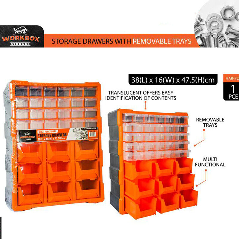 NEW Compartment Organiser Storage Drawers With Removeable Trays 33 Drawers AU