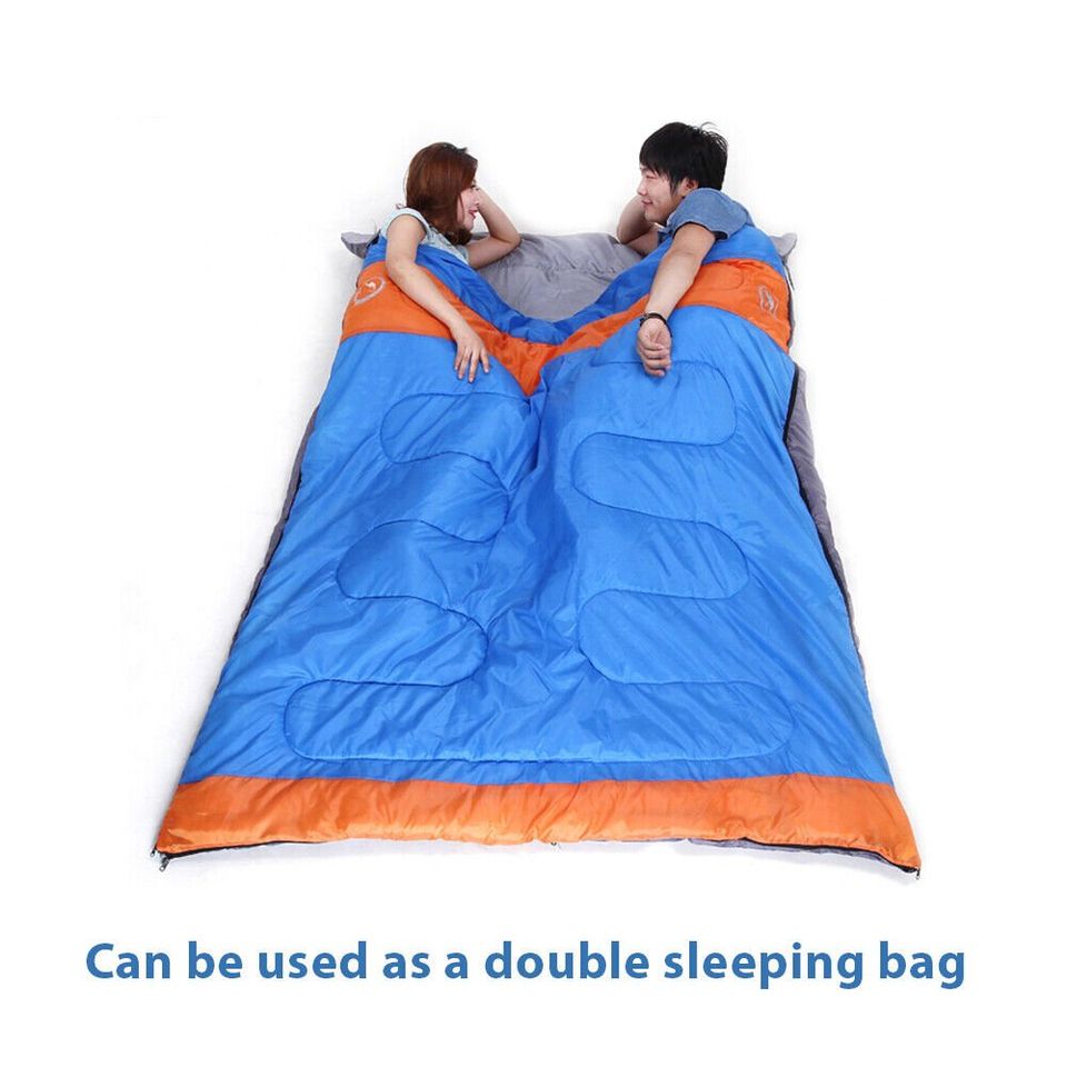 Double Outdoor Camping Sleeping Bag Hiking Thermal Winter 220x150cm