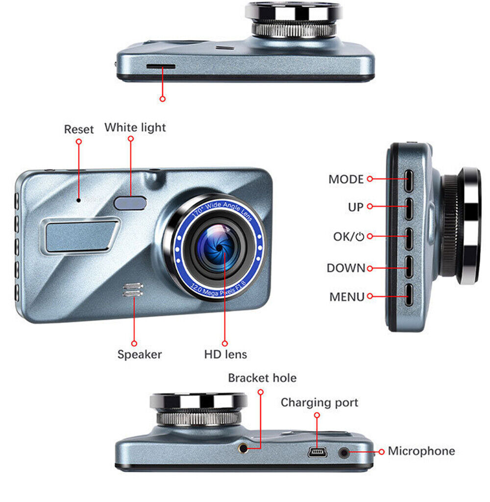 1080P Car Dash Dual Camera Video DVR Recorder Front Rear Night Vision G Sensor