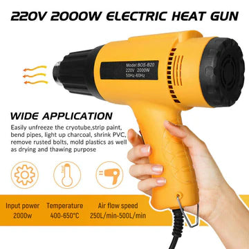 220V 2000W HEAT GUN ELECTRIC HEATING HOT AIR GUN TEMPERATURE 60~650℃ POWER TOOL