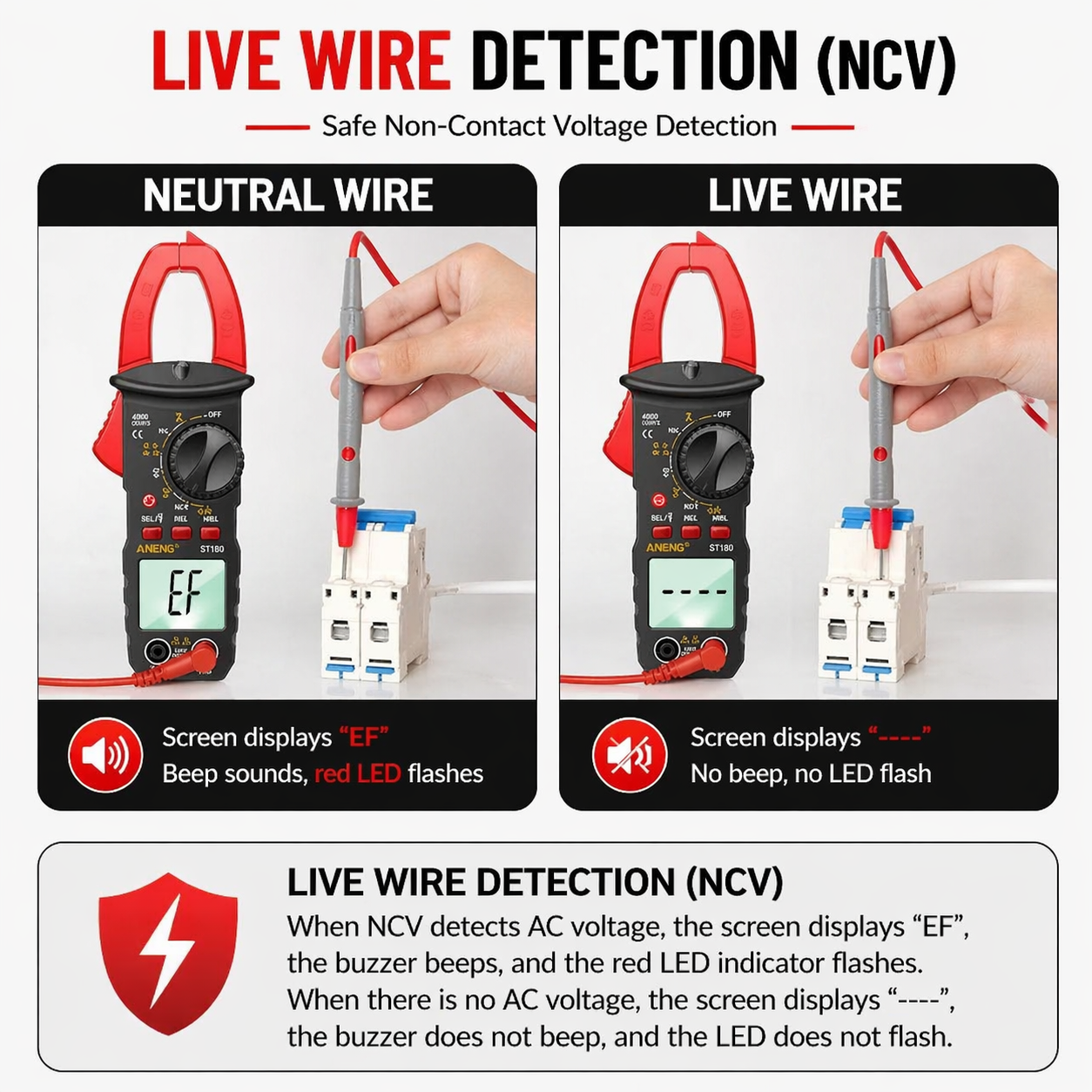 Smart Clamp Meter 4000 Counts 24mm Jaw Digital Multimeter Tester