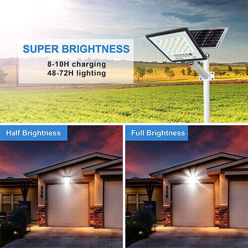 LED Solar Flood Street Light Remote Outdoor Garden Security Wall Lamp Waterproof