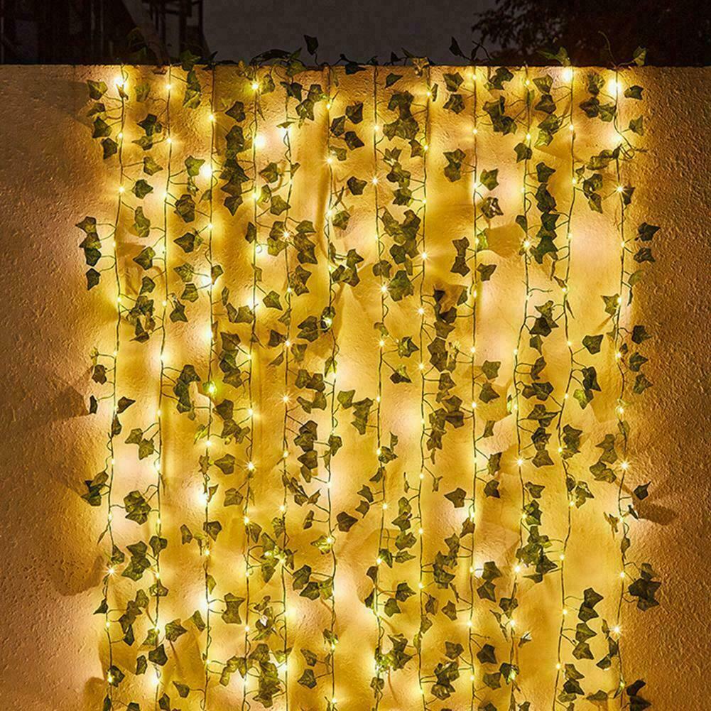 10/20M LED Solar Powered Ivy Fairy String Lights Garden Outdoor Wall Fence Light