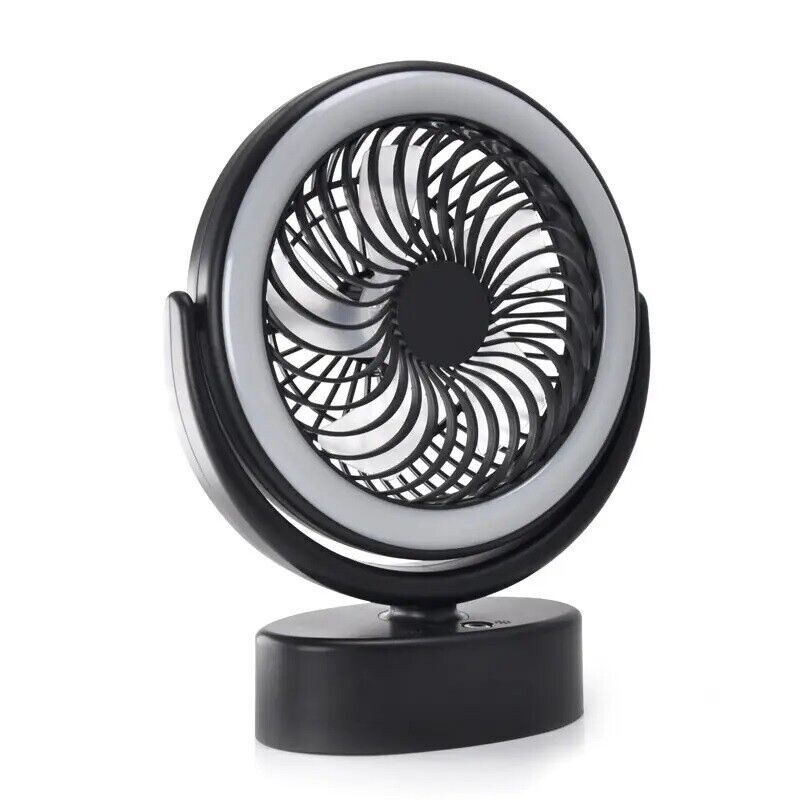 Portable 360° Mini Fan Travel Rechargeable USB Clip On Desk Fan With Light Au