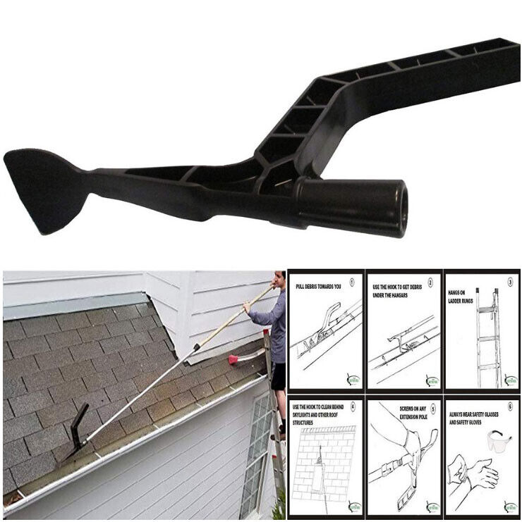 Gutter Roof Cleaning Tool Hook Shovel Scoop Leaves Dirt Remove Home Cleaner