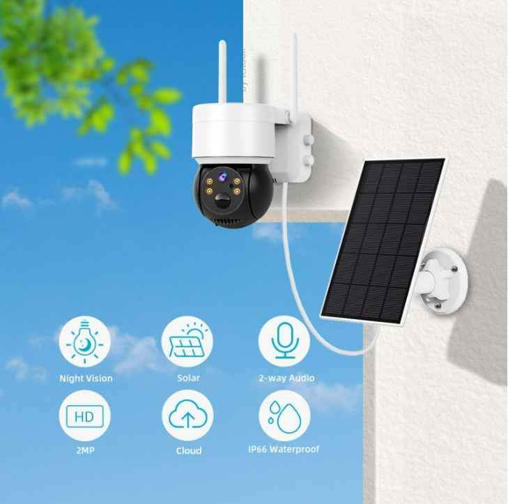 Solar Security Camera Battery Powered Outdoor Wireless WiFi CCTV PTZ Camera IP