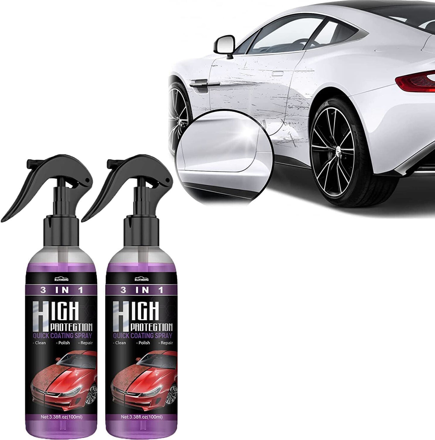 1/2/3/4X 3in1 High Protection Quick Car Coat Ceramic Coating Spray Hydrophobic