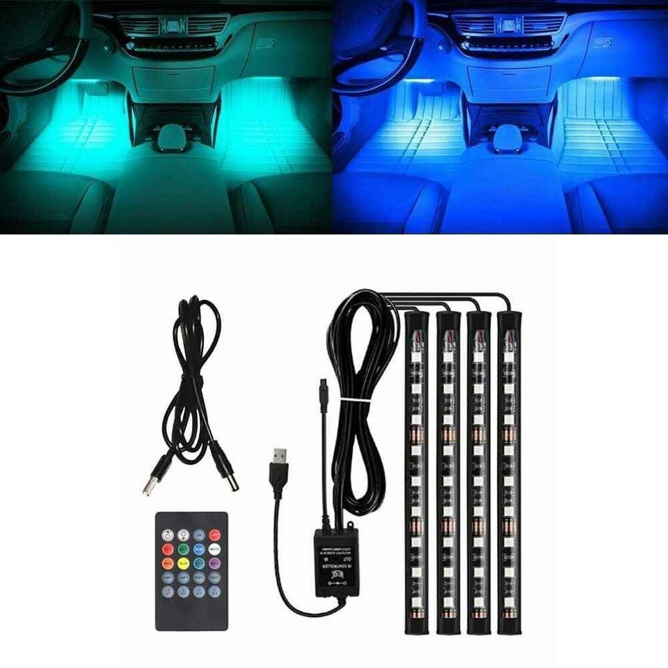 4X 5V 9LED RGB usb LED Strip Lights Wireless Remote Control Music