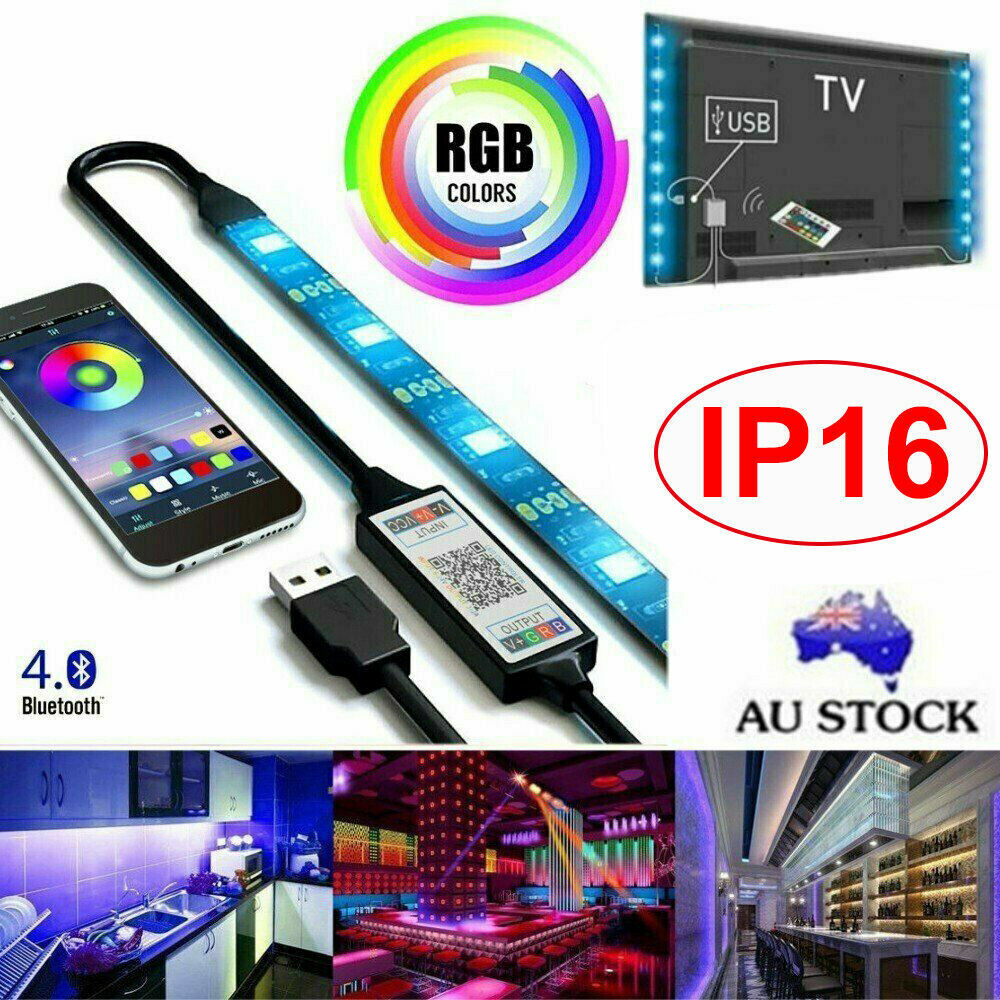 Bluetooth 3M/5M RGB LED Strip Lights 5050 5V USB Color Changing TV PC Back Light