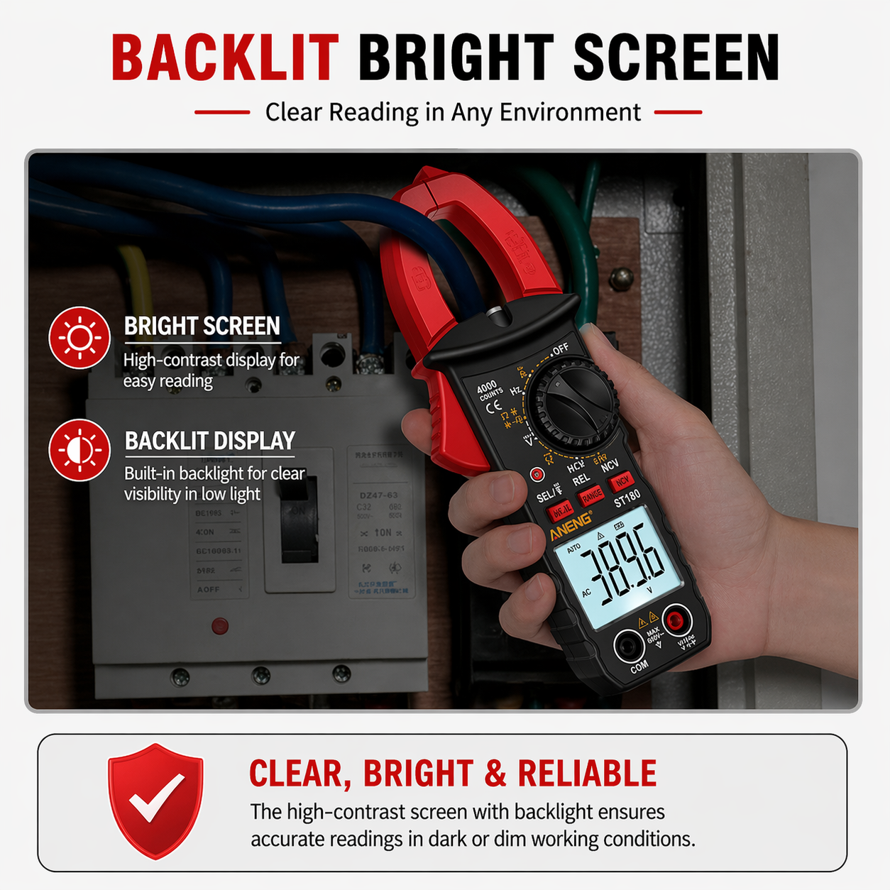 Smart Clamp Meter 4000 Counts 24mm Jaw Digital Multimeter Tester