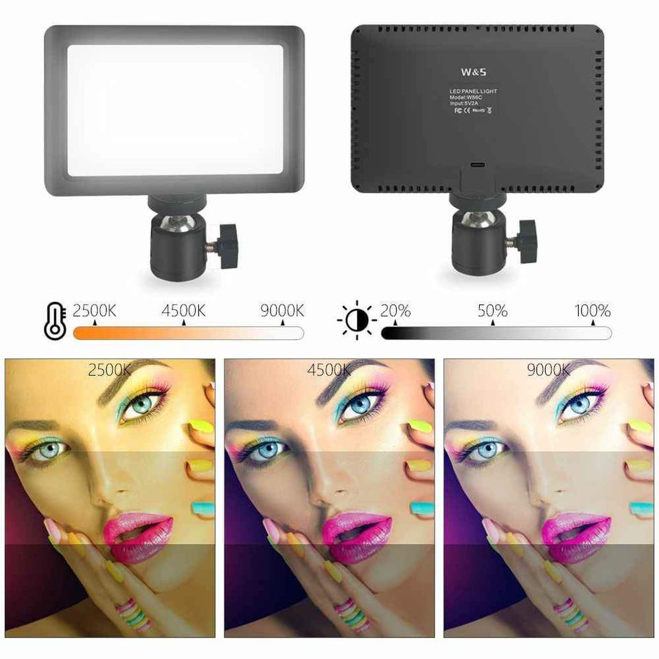 Dimmable Camera LED Video Light Panel Lamp + Bracket Tripod for Photo Lighting