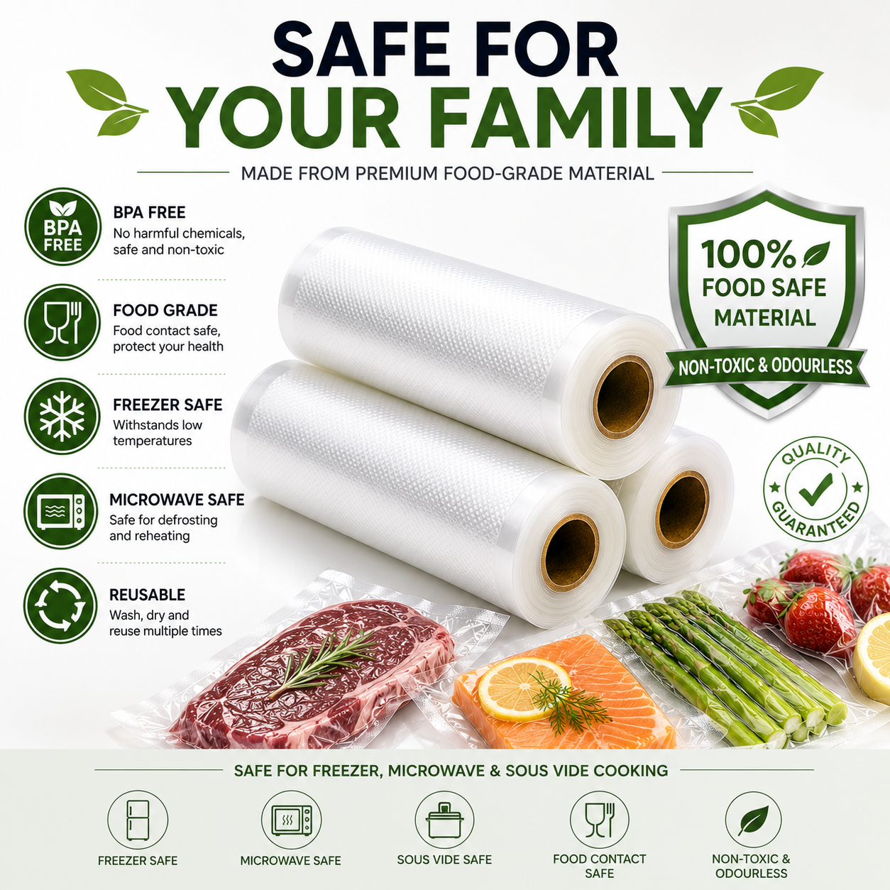 New Roll Vacuum Sealing Food Storage Bag Storage Saver Reusable 28CMx6M AU POST