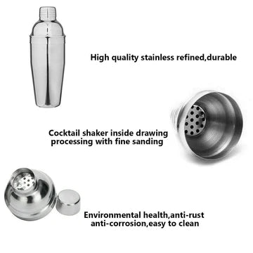 COCKTAIL SHAKER SET MAKER MIXER MARTINI SPIRITS BAR STRAINER BARTENDER STAND KIT