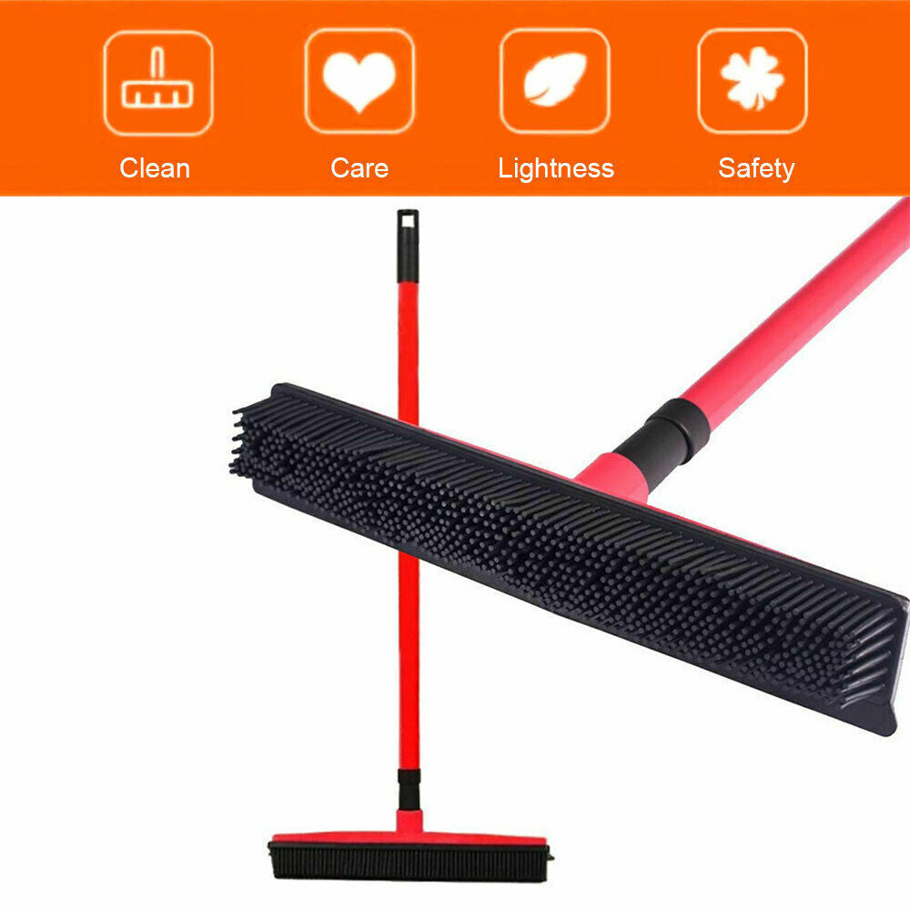 Rubber Broom For Dog Cat Pet Hair Car Windows Handle Sweeper Squeegee Floor NEW