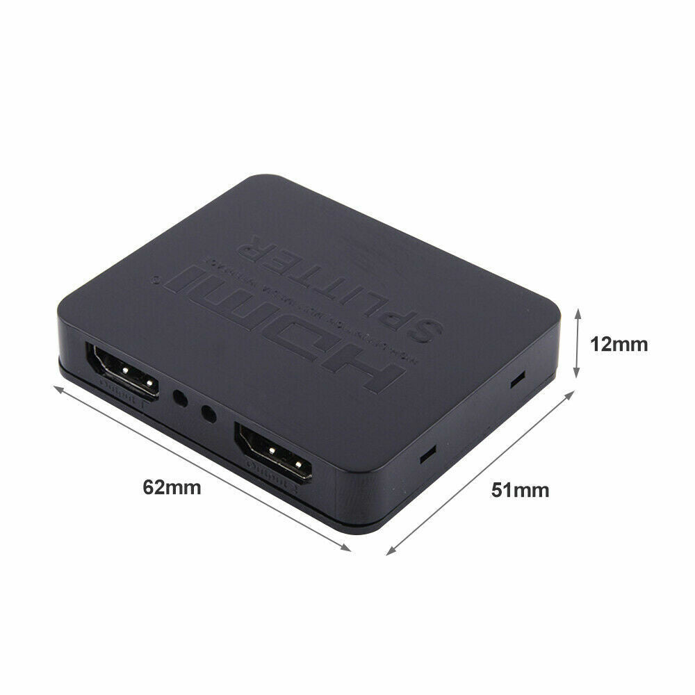 1080P HDMI Splitter 1 In 2 Out Video Duplicator Full HD 3D 4K Monitor USB Power